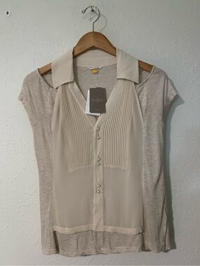NWT Anthropologie Leifsdottir Cold Shoulder Button Front Top Size XS